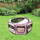 HOMCOM Foldable Pet Playpen - Pink/Cream