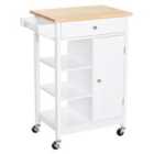 Kitchen Storage Trolley Unit With Wood Top Shelves