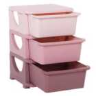 HOMCOM Kids 3 Tier Vertical Tower Storage Unit with Drawers Pink