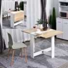 HOMCOM Six Seater Folding Table Oak Effect And White