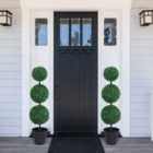 HOMCOM Set Of 2 Artificial Boxwood Plant With Three Decorative Ball Shapes In Pots