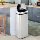 HOMCOM 50L Infrared Automatic Motion Sensor Dustbin, Stainless Steel - Silver