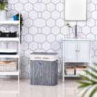 HOMCOM 100L Double Washing Clothes Basket/Hamper - Grey