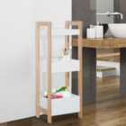 HOMCOM 3-Tier Bathroom Rack Organiser, Free Standing - Bamboo/White