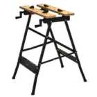 Durhand 4-in-1 Workbench Sawhorse Clamp Table with Rulings Tool Holes - Brown & Black