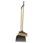 JVL Bamboo Tall Dustpan And Brush Set - Brown