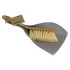 JVL Bamboo Dustpan And Brush Set - Brown/Grey