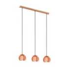 Rocamar Three Light Copper Pendant Clear Glass Shades