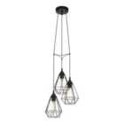Tarbes 3 Light Black Geometric Cluster Pendant