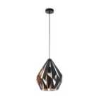 Geometric Black And Copper Pendant