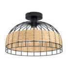 Rattan And Black Steel Flush Ceiling