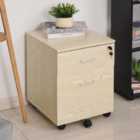 HOMCOM 2 Drawer Locking Office Filing Cabinet With 5 Wheels Oak Effect