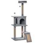PawHut Cat Tree Tower Climbing With Jute Scratching Post - Light Grey