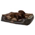 Bunty X-Large Tuscan Faux Leather Bed - Brown