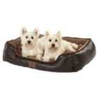 Bunty Large Tuscan Faux Leather Pet Bed - Brown