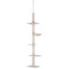 PawHut Adjustable 5-Tier Cat Floor to Ceiling Scratching Tree - Beige