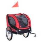 PawHut Waterproof Pet Bike Cargo Trailer and Dog Carrier w/ Steel - Black & Red