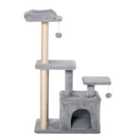 PawHut Cat Tree Activity Center w/ Scratching Post and Sisal Hanging Ball - Grey