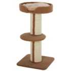 PawHut 2-Tier Cat Resting Tree w/ Top Basket, Cushion and Sisal Post - Brown