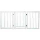 PawHut 155cm Expandable 3-Panel Freestanding Dog Pet Gate w/ Latched Door - White