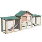 PawHut Wooden Deluxe Rabbit Hutch w/ Ladder and Outdoor Run