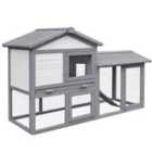 PawHut 2-Tier Wooden Small Rabbit/Guinea Pig Hutch w/ Ramp - Grey