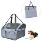 PawHut Folding Pet Carrier For Car Seat & Travel - Grey