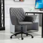 HOMCOM Swivel Argyle Office Chair Faux Leather Fabric With Wheels Grey And Black
