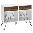 Solstice Anthe Turntable Stand with Drawers - White/Oak