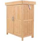 Outsunny 2' 5'' x 1' 4'' Wooden Double Door Storage Cabinet - Natural Wood