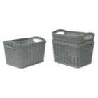JVL 1.5L, Rectangular Set of 3 Loop Storage Baskets - Grey