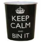 JVL Black Keep Calm Plastic Waste Paper Bin - Black
