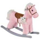Jouet Kids Plush Ride-On Rocking Horse with Animal Sounds - Pink