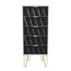 Ready Assembled Copenhagen Five Drawer Tallboy Black and White