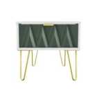 Ready Assembled Copenhagen One Drawer Bedside Cabinet Green