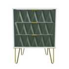 Ready Assembled Copenhagen Three Drawer Narrow Chest Green