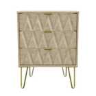 Ready Assembled Copenhagen Three Drawer Narrow Chest Oak Effect