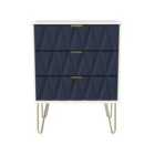 Ready Assembled Copenhagen Three Drawer Narrow Chest Blue