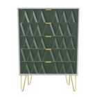 Ready Assembled Copenhagen Five Drawer Chest Green and White