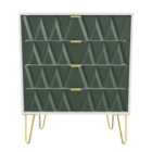 Ready Assembled Copenhagen Four Drawer Chest Green and White