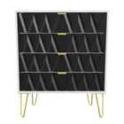 Ready Assembled Copenhagen Four Drawer Chest Black and White