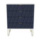 Ready Assembled Copenhagen Four Drawer Chest Blue and White