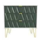 Ready Assembled Copenhagen Three Drawer Chest Green and White