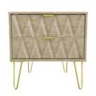 Ready Assembled Copenhagen Two Drawer Large Bedside Cabinet Bardolino Light Oak Effect