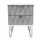 Ready Assembled Copenhagen Two Drawer Bedside Cabinet Shadow