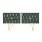 Ready Assembled Copenhagen Four Drawer Bed Box Green and White