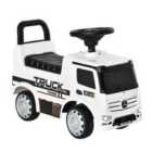 HOMCOM 3-in-1 Kids Mercedes Truck Ride On with Storage & Handle - White