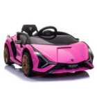 HOMCOM Lamborghini SIAN 12V Kids Electric Ride On Car Toy with Remote Control - Pink