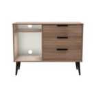 Ready Assembled Hirato 3 Drawer TV Unit Carini Walnut Black Wood Legs