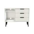 Ready Assembled Hirato 3 Drawer TV Unit White Black Wood Legs